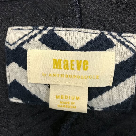 Maeve Womens Navy Blue Thick Embossed Peplum 3/4 Sleeve Scoop Neck Top Size M - Picture 6 of 9